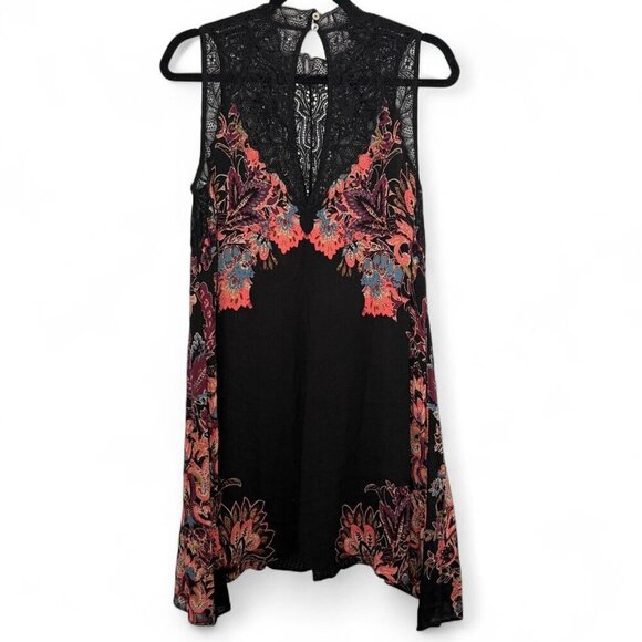 Free People Women's Dress Lace Detail Marsha Printed Slip Black Combo Size XS - Picture 6 of 10